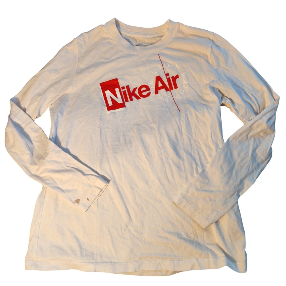 Nike Air Shirt Mens Large White Long Sleeve‎ Just Do It Graphic Tee Athletic